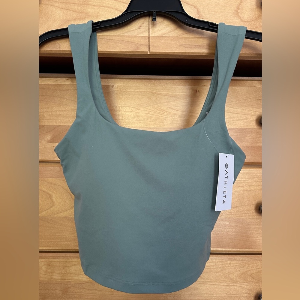 Transcend Square Neck Crop Sports Bra D-DD Sage Green - Picture 2 of 5